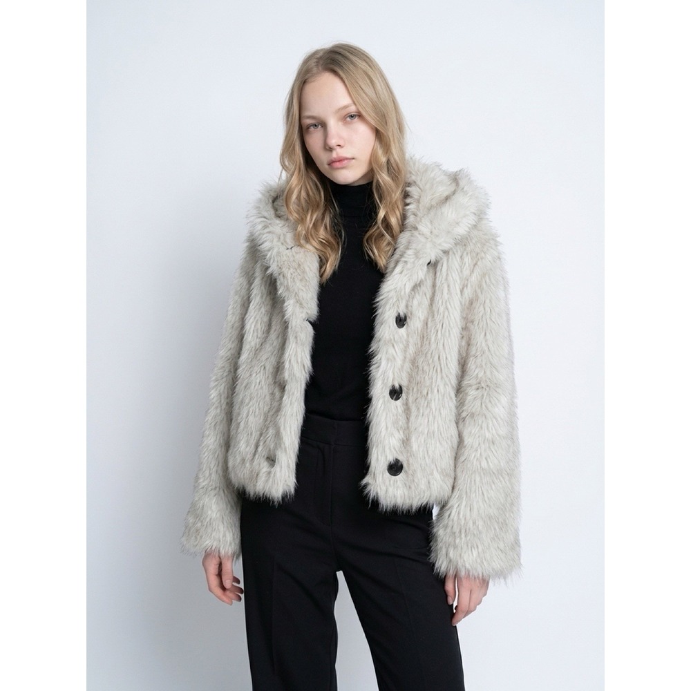 Elegant Faux Fur Jacket Size Xs (8-b12)